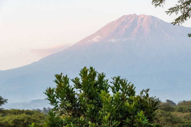 Impression of Mount meru, as seen from the town of Arusha, Tanzania